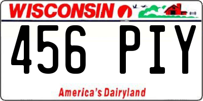 WI license plate 456PIY
