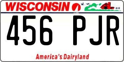 WI license plate 456PJR