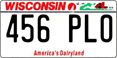 WI license plate 456PLO