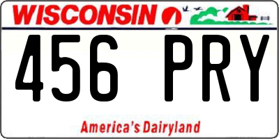 WI license plate 456PRY