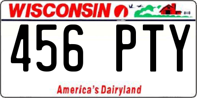 WI license plate 456PTY