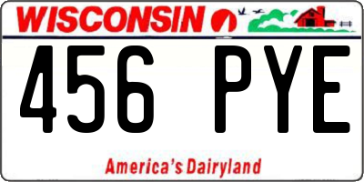 WI license plate 456PYE