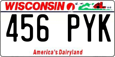 WI license plate 456PYK