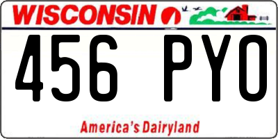 WI license plate 456PYO