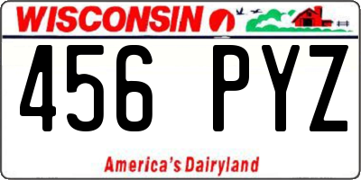 WI license plate 456PYZ