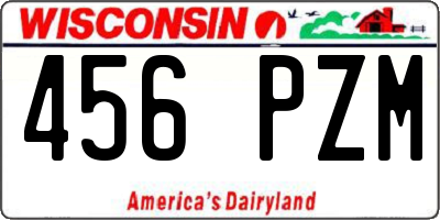 WI license plate 456PZM