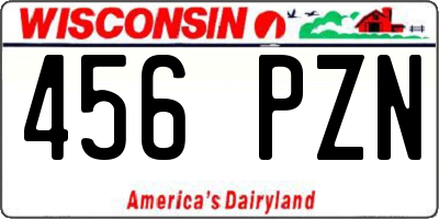 WI license plate 456PZN