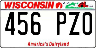 WI license plate 456PZO