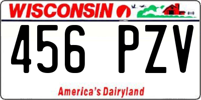 WI license plate 456PZV