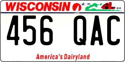 WI license plate 456QAC