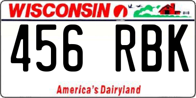 WI license plate 456RBK