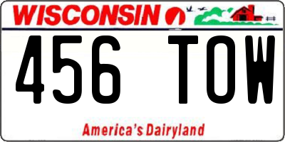 WI license plate 456TOW