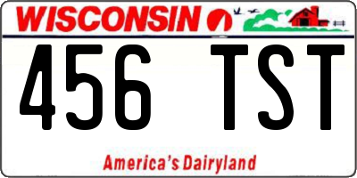WI license plate 456TST