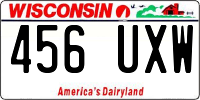 WI license plate 456UXW