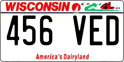 WI license plate 456VED