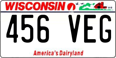 WI license plate 456VEG