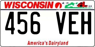 WI license plate 456VEH