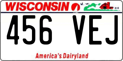 WI license plate 456VEJ