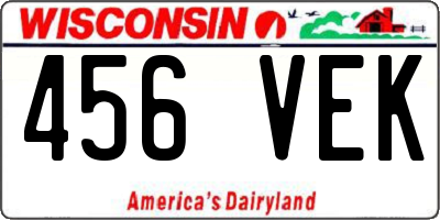 WI license plate 456VEK