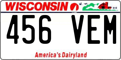 WI license plate 456VEM