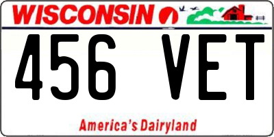 WI license plate 456VET