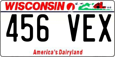 WI license plate 456VEX