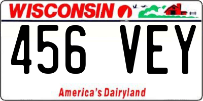 WI license plate 456VEY