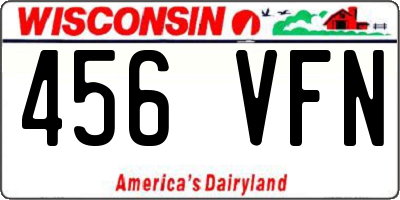 WI license plate 456VFN