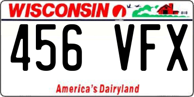 WI license plate 456VFX