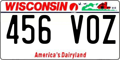 WI license plate 456VOZ