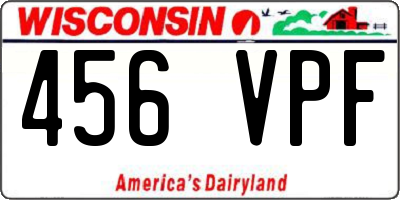 WI license plate 456VPF