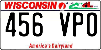 WI license plate 456VPO