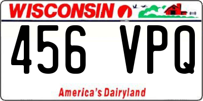 WI license plate 456VPQ