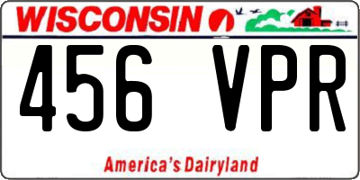 WI license plate 456VPR