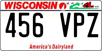 WI license plate 456VPZ