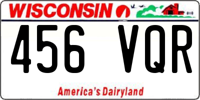 WI license plate 456VQR
