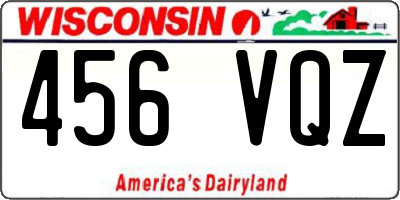 WI license plate 456VQZ