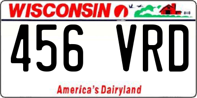 WI license plate 456VRD