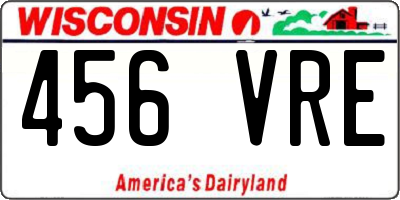 WI license plate 456VRE