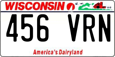 WI license plate 456VRN
