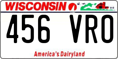 WI license plate 456VRO