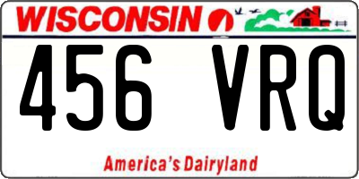 WI license plate 456VRQ