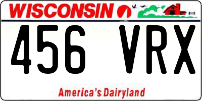WI license plate 456VRX