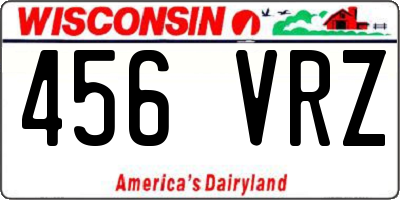 WI license plate 456VRZ
