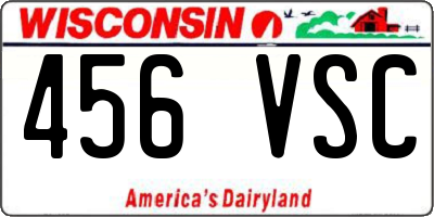 WI license plate 456VSC