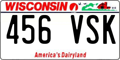 WI license plate 456VSK