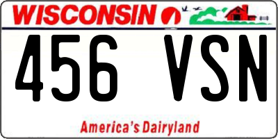 WI license plate 456VSN