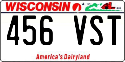 WI license plate 456VST