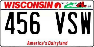 WI license plate 456VSW