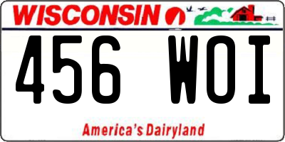 WI license plate 456WOI